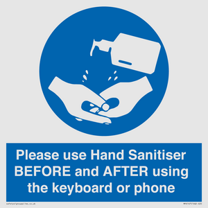 Please use Hand Sanitiser BEFORE and AFTER using the keyboard or phone
